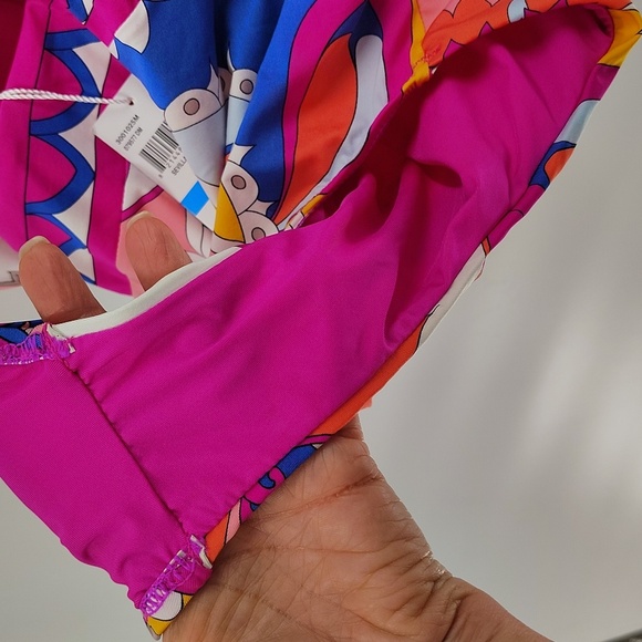 Trina Turk Sevilla Strappy Plunge One Piece Swimsuit Size 12 Multicolor - Picture 7 of 9